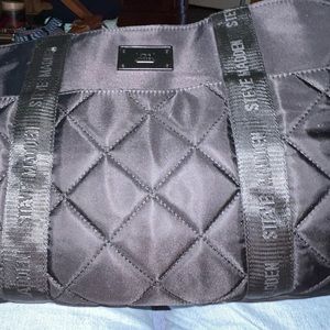 Steve Madden Black Quilted Tote Bag with Shoulder Strap